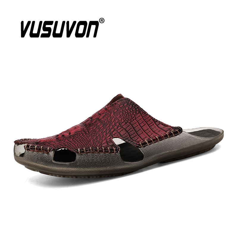 Flip Flop Leather Men - Männer Rutschen Echtes Leder Hausschuhe Loafers
