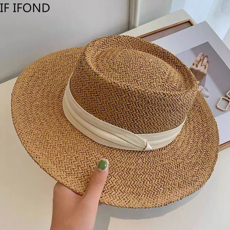 Bucket Hat Straw - Frühling Sommer Atmungsaktive Stroh Hüte Für
